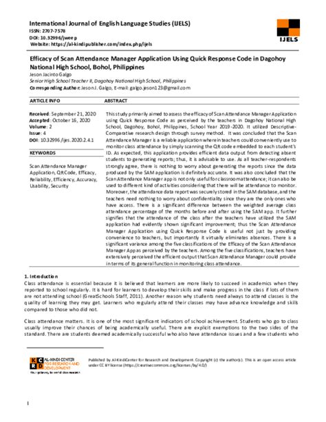 (PDF) Efficacy of Scan Attendance Manager .